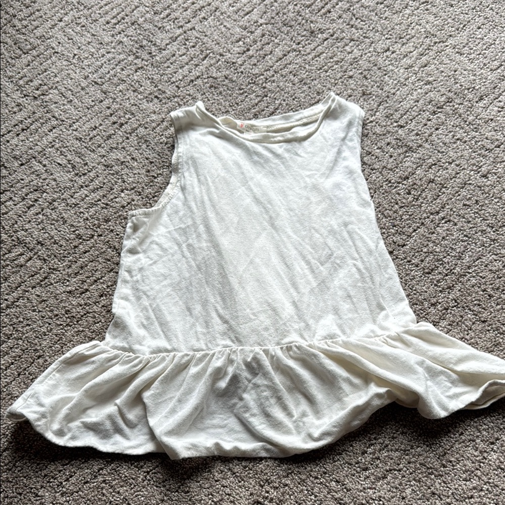 White Sleeveless Ruffle Hem Top